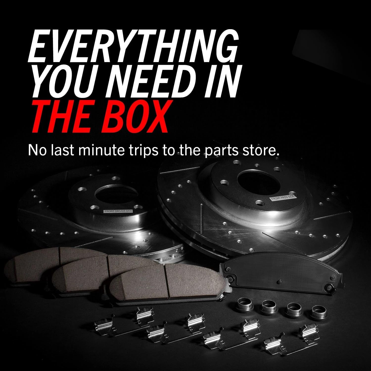 Power Stop Front and Rear K5952 Carbon-Fiber Ceramic Brake Pad and Drilled and Slotted Rotor Z23 Daily Driver Kit [Application Specific]