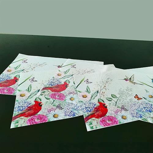 Spring Birds - Juego de 4 manteles individuales resistentes a altas temperaturas antideslizantes a prueba de manchas impermeables a prueba de aceite