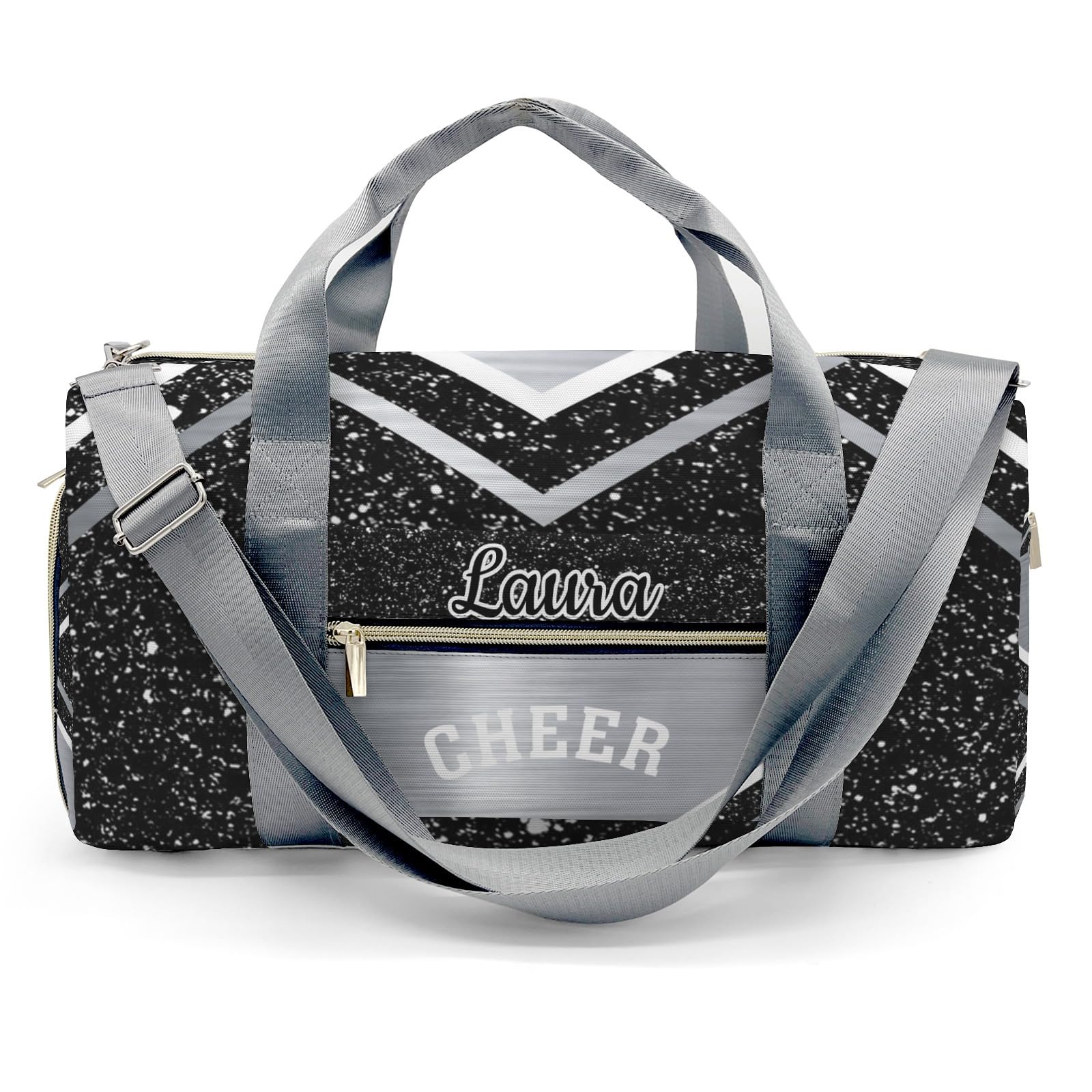 Ronxzas Cheer Cheerleader Sports Duffel Bag Travel Duffle Gym Bags Weekender Bag with Shoe Compartments (Grey)