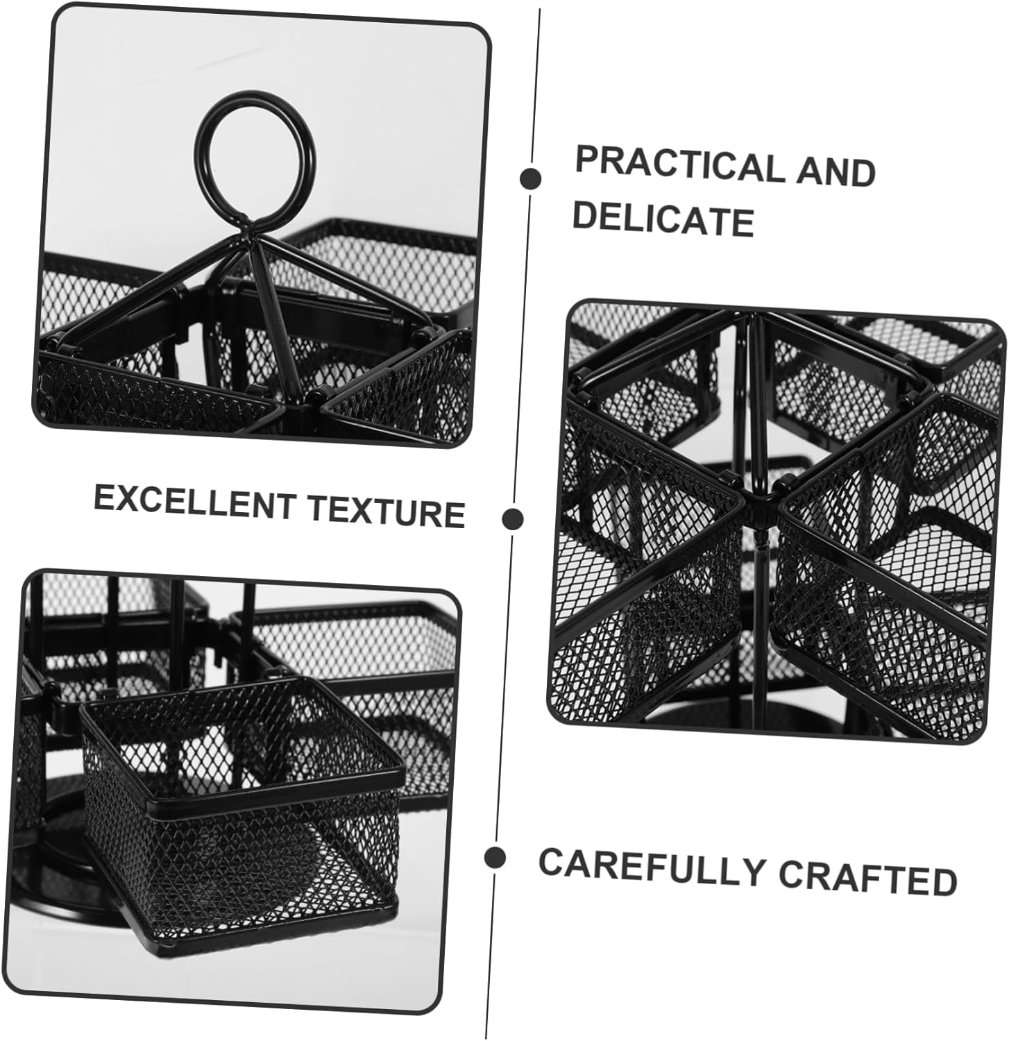 Ciieeo Tea Bag Storage Box 360 Degree Rotating Iron Wire Organizer for Coffee and Sugar Packets Space-Saving Kitchen Countertop Holder