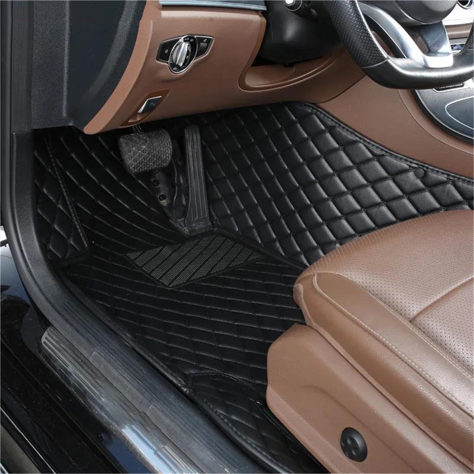 Alfombrilla de coche F30 Serie 3 personalizada en piel sintética de lujo color negro