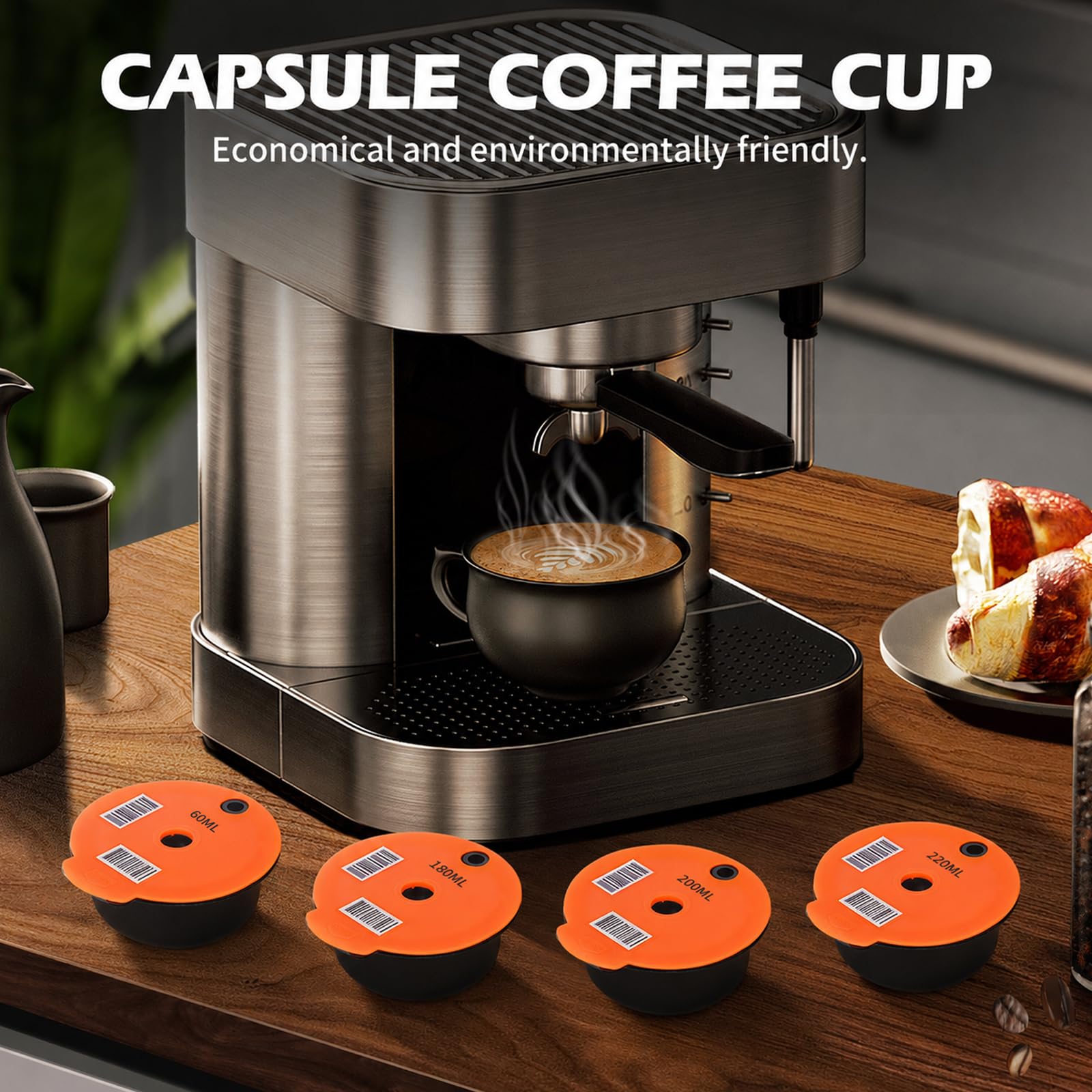 Ta*ssimo Cápsulas Recargables Café Cápsulas Recargables con Cuchara Cepillo, Cápsulas Ta*ssimo para Accesorios de Cafetera (220ml) (60+180+200+220ml)
