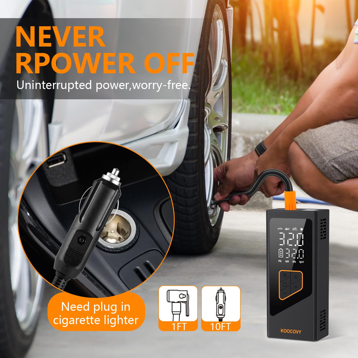 Amazon | KOOCOVY タイヤインフレーター ポータブルエア
