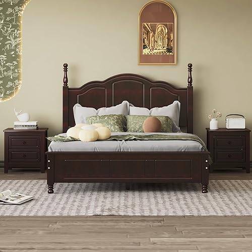 DEINPPA Base de cama tapizada con cabecera y patas de madera de goma plataforma de tamaño matrimonial para adolescentes y adultos no necesita somier