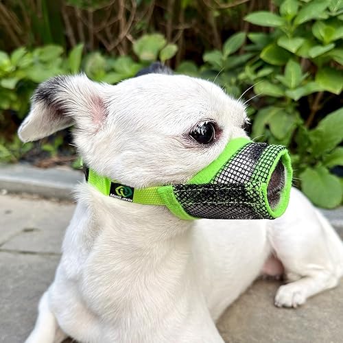 Bozal para perro, bozal de malla suave para ladrar, aseo y morder, masticar para razas pequeñas y medianas, bozal de malla sin ladridos para evitar