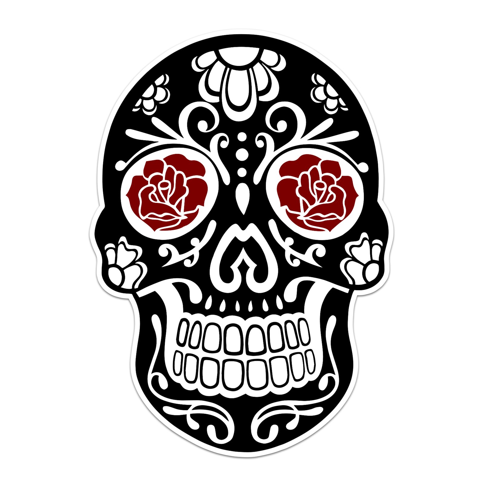 Sugar Skull Rose Eyes Guitar Instrument Case Sticker - 3.5