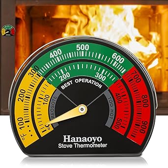 Hanaoyo Wood Stove Thermometer with Large Dial, Magnetic Stove Pipe