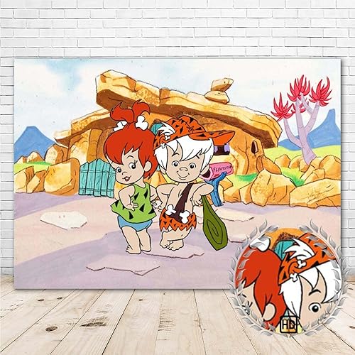 RURU Fondo de vinilo de guijarros y bam para decoración de fiesta, 7 x 5 pulgadas, fondo de vinilo de cumpleaños, mesa de pastel, decoración de