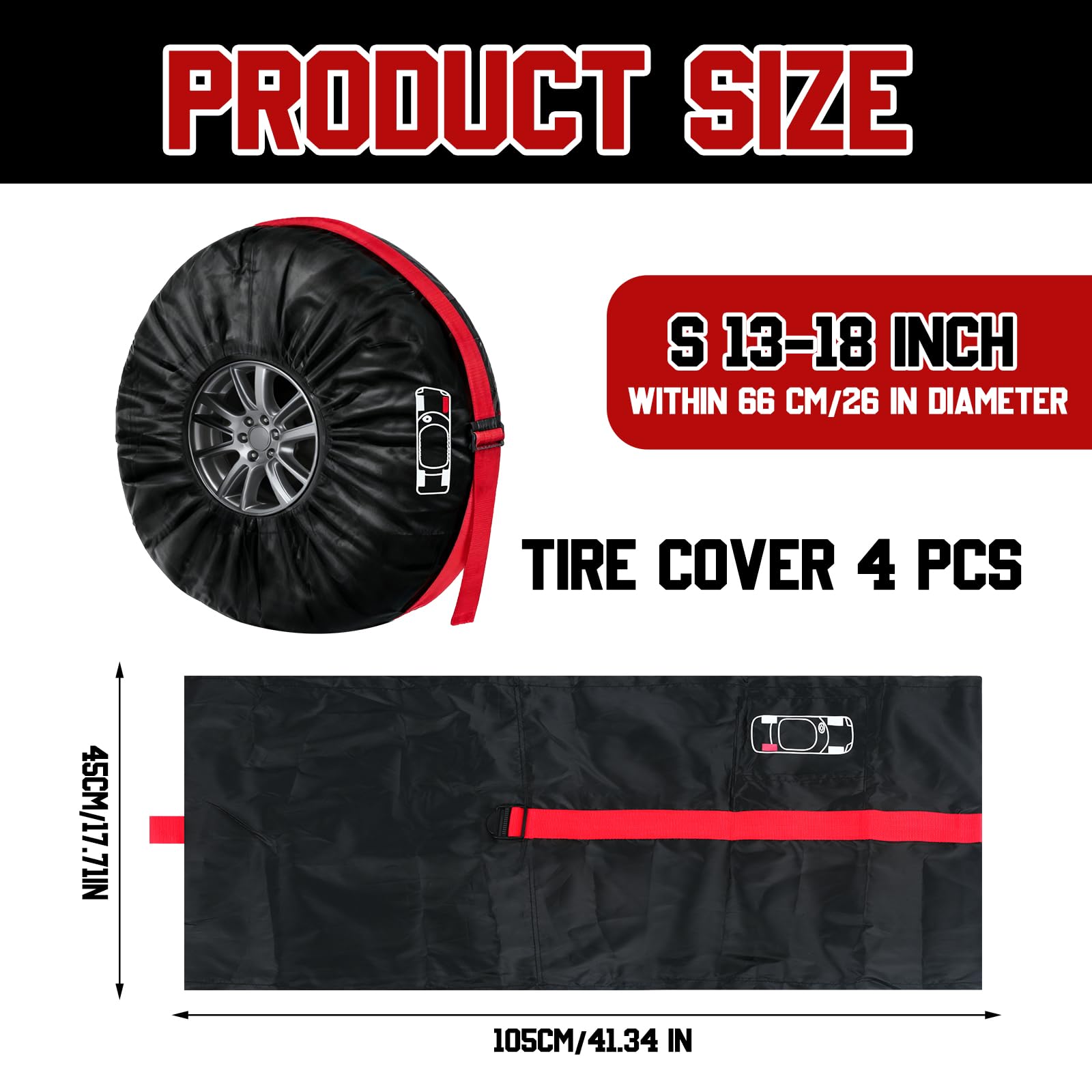 Set di 4 Borse per Pneumatici Auto Impermeabili Antipolvere 13-18'' Copriruota con Manico