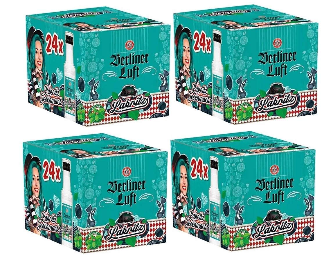 96 Flaschen Berliner Luft Lakritz Pfefferminz mit Lakritz a 20ml 18% Vol. + Space Keks gratis a 45 g von Onlineshop Bormann