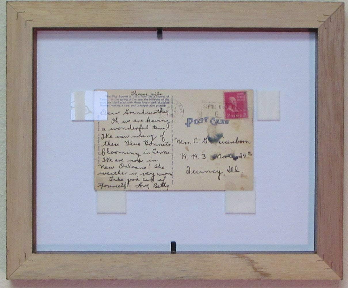 Post Card Frame for 3.5" X 5.5" Post Card Black Frame with White (Black Trim) Matting