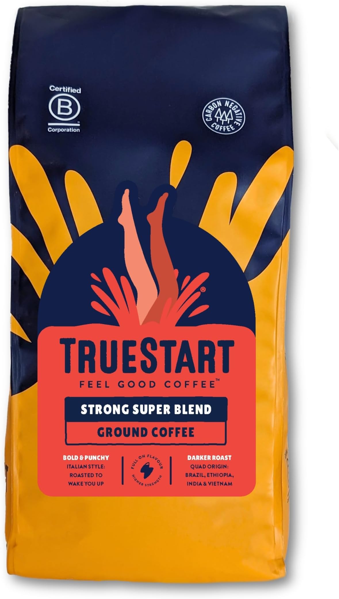 TrueStart Ground Coffee, Super Blend Strong, 1kg, 1 Pack