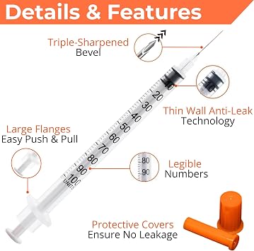 1ml Dispensing Measuring Tool Plastic, 14-Pack of 30G 8mm tip, Individually Sealed, Disposable Precision Syringe for Lab Liquid Separation, Plant Feeding, Cake Decoration, Craft Supplies & DIY
