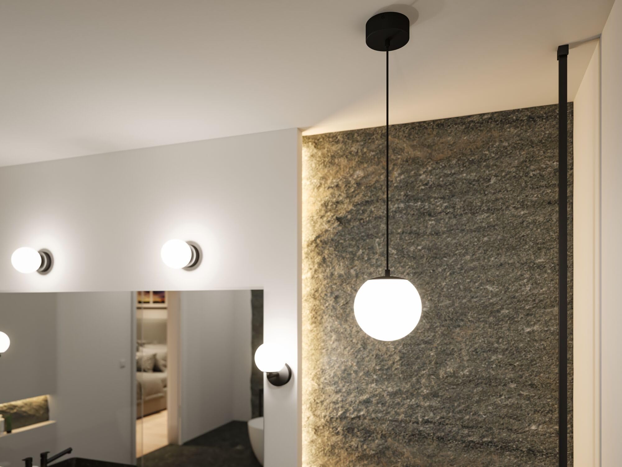 Paulmann 71073 Lampada a sospensione LED Selection Bathroom Gove IP44 9W nero opaco, satinato Luce da bagno