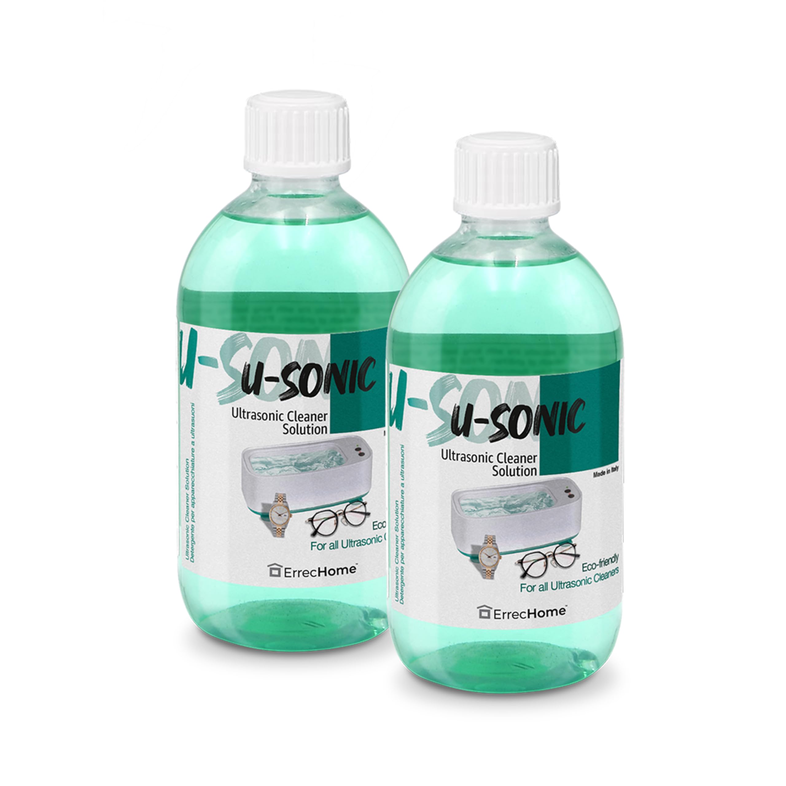 Détergent Concentré ERRECOM U-Sonic 500ml - Nettoyant Ultrasons Pour Bijoux, Lunettes, Pièces Mécaniques