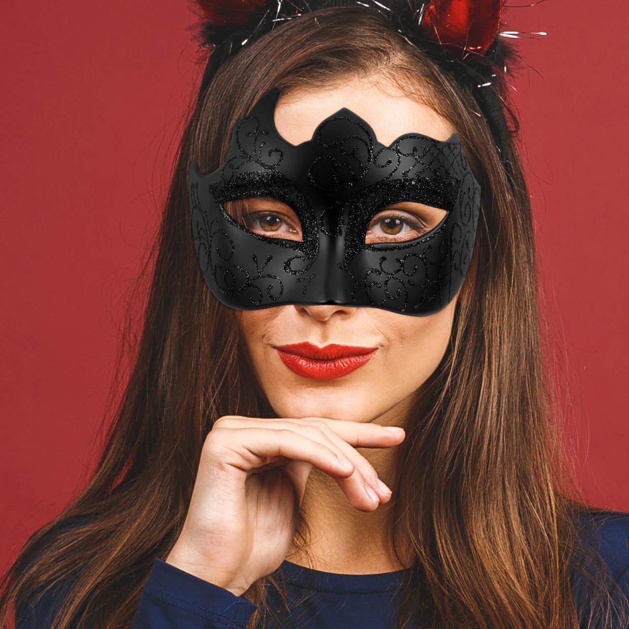 Venetian Masquerade Half Face Mask for Men Women Steampunk Mardi Gras Costume with Elegant Painted Design Comfortable Fit for Halloween Carnival Party - Image 2