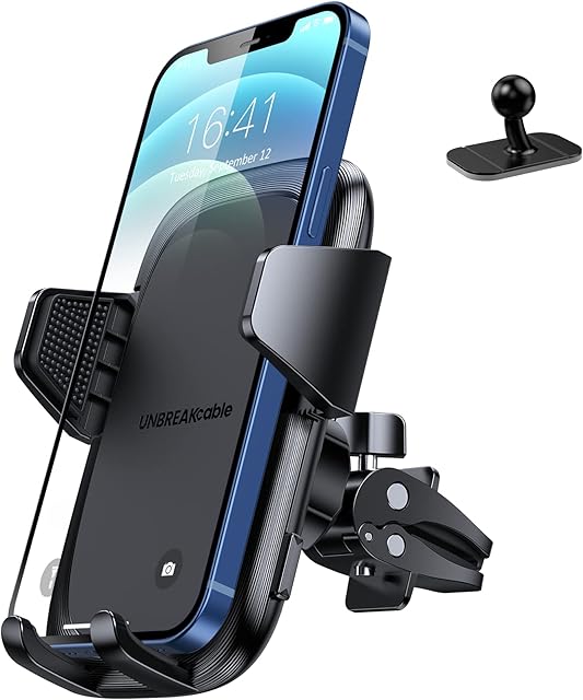 UNBREAKcable Car Phone Holder, Air Vent Car Phone Mount with 360 Degree Rotation compatible for iPhone 14 13 12 11 Pro Max XR XS Max X 8 7 6S 6 Plus SE 2022, Galaxy S22 S21 S20 S10 S9, LG, Oneplus