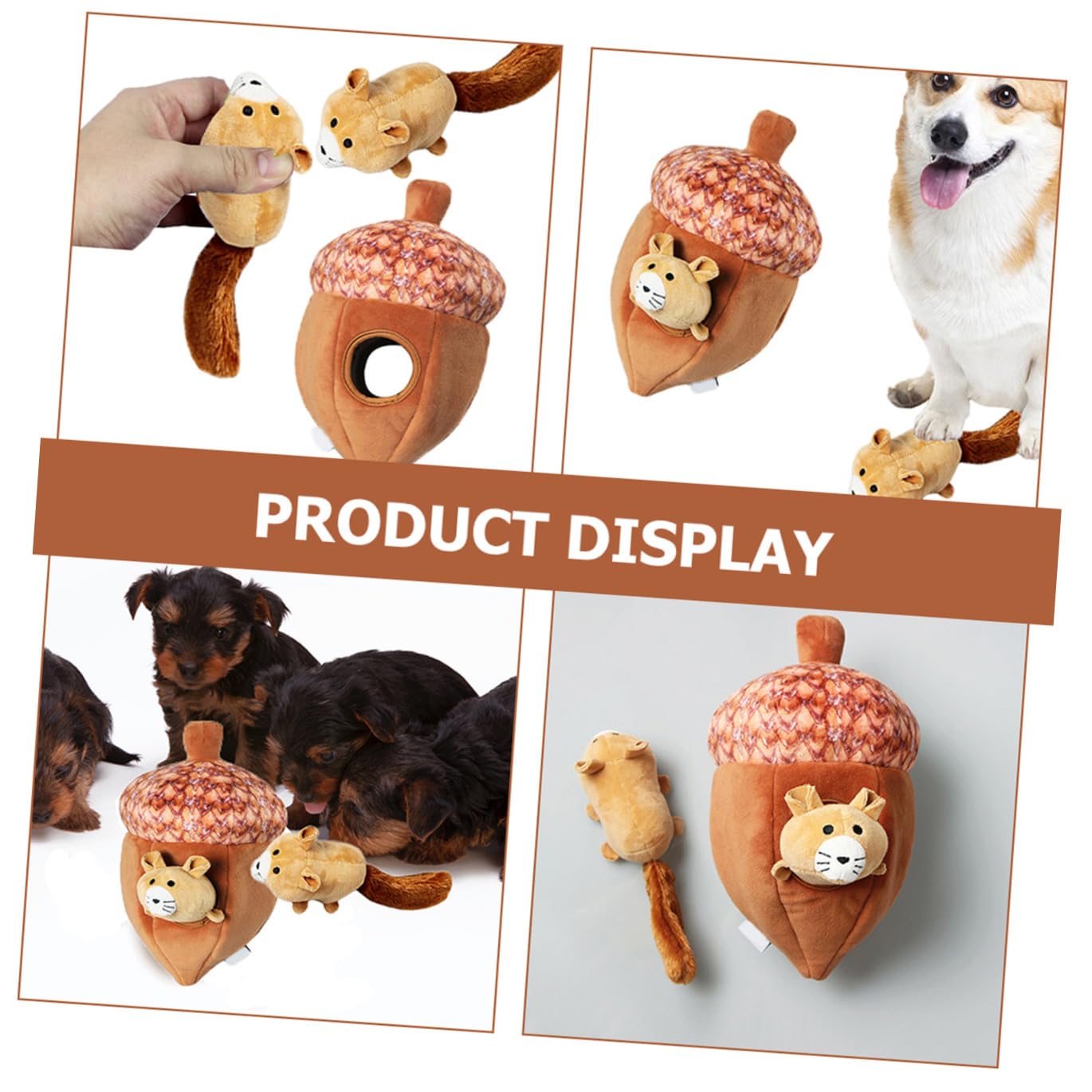 ibasenice 1ensemble Jouet Interactif Peluche pour Chien Squeaky Toy Écureuil Noix pour Mastication Réduit Ennui Et Objets Maison