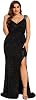 Ever-Pretty Women's Glitter V Neck Sleeveless Plus Size Formal Dresses High Split Bodycon Prom Dress Evening Gowns