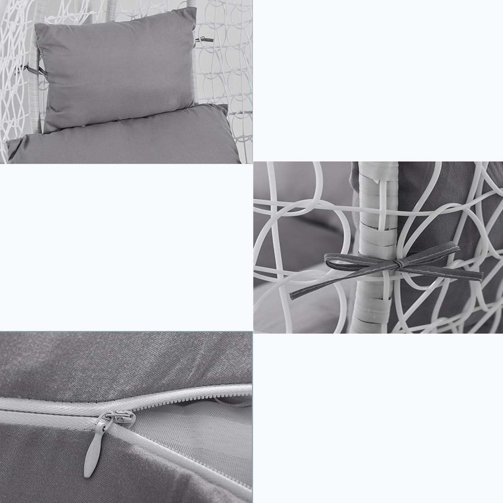 Cojín de Silla de Hamaca, Colgante Huevo Cojines, Columpio Silla Cojín Respaldo con Almohada para la Cabeza, Cjín Impermeable para Patio Jardín (Grey)