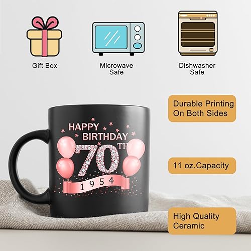 Miniatura 3 de Regalos de 70 cumpleaños para mujeres y hombres  Información sobre la antigüedad de 1954  Taza de 70 cumpleaños  70 cumpleaños para ella y él  Idea