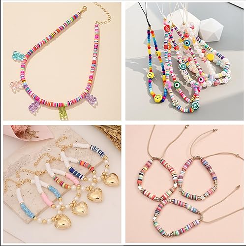 Miniatura 5 de 1000 cuentas Heishi de arcilla polimérica rosa intenso para hacer joyas, pulseras, collares, 0.236 in