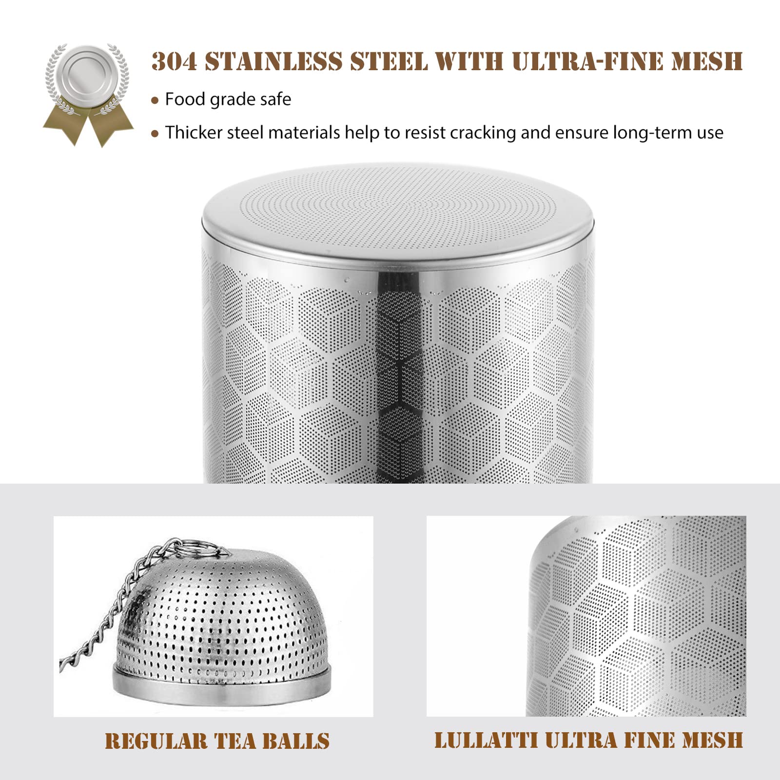 Infusor de bolas de té extra grande para jarra (paquete de 2), acero inoxidable 18/8, colador de té de malla extrafina, perfecto para preparar hierbas, té helado, café, sopa de cocina