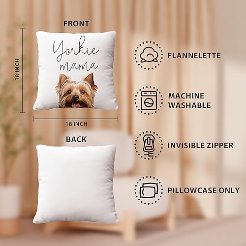 Miniatura 3 de Yorkie Mama - Funda de almohada de 18 x 18 pulgadas con estampado de doble cara para sofá, cama, bonita decoración de perro, regalos para