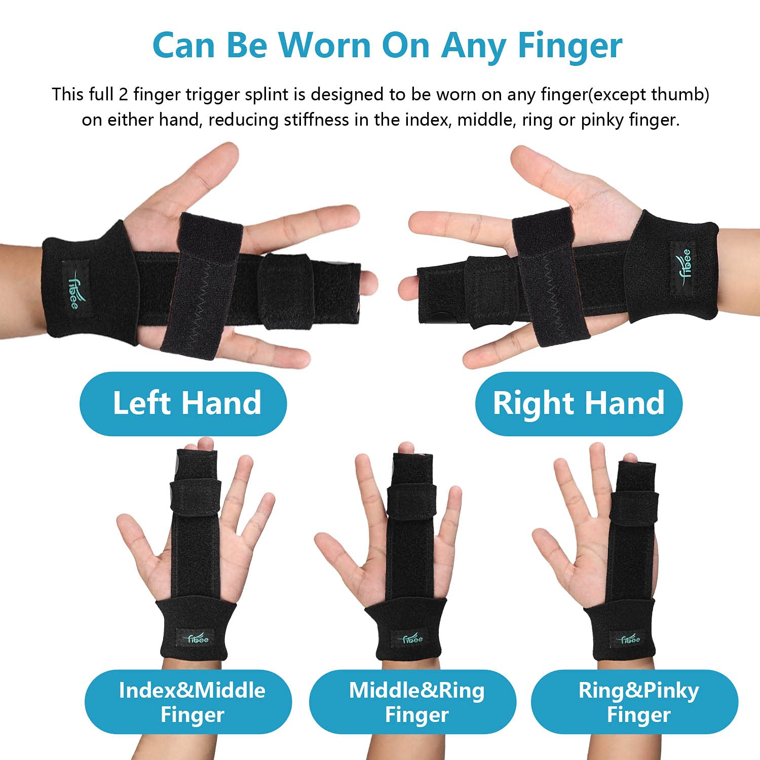 2 Finger Splint Trigger Finger Splint, Adjustable Two Finger Splint