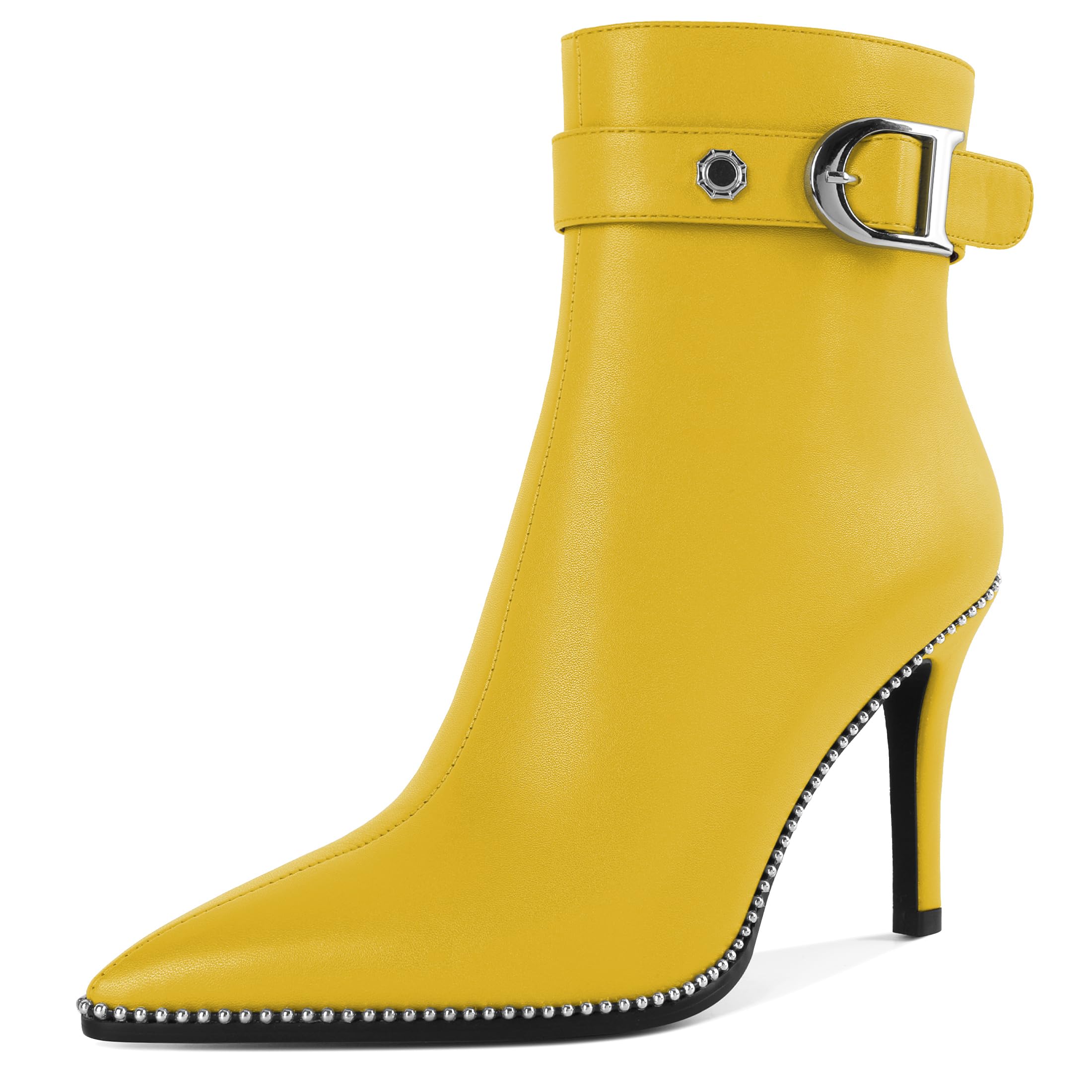 Eldof Women Ankle Boots Stiletto Heel Zipper Pointed-Toe On Dress 3 5 Inches