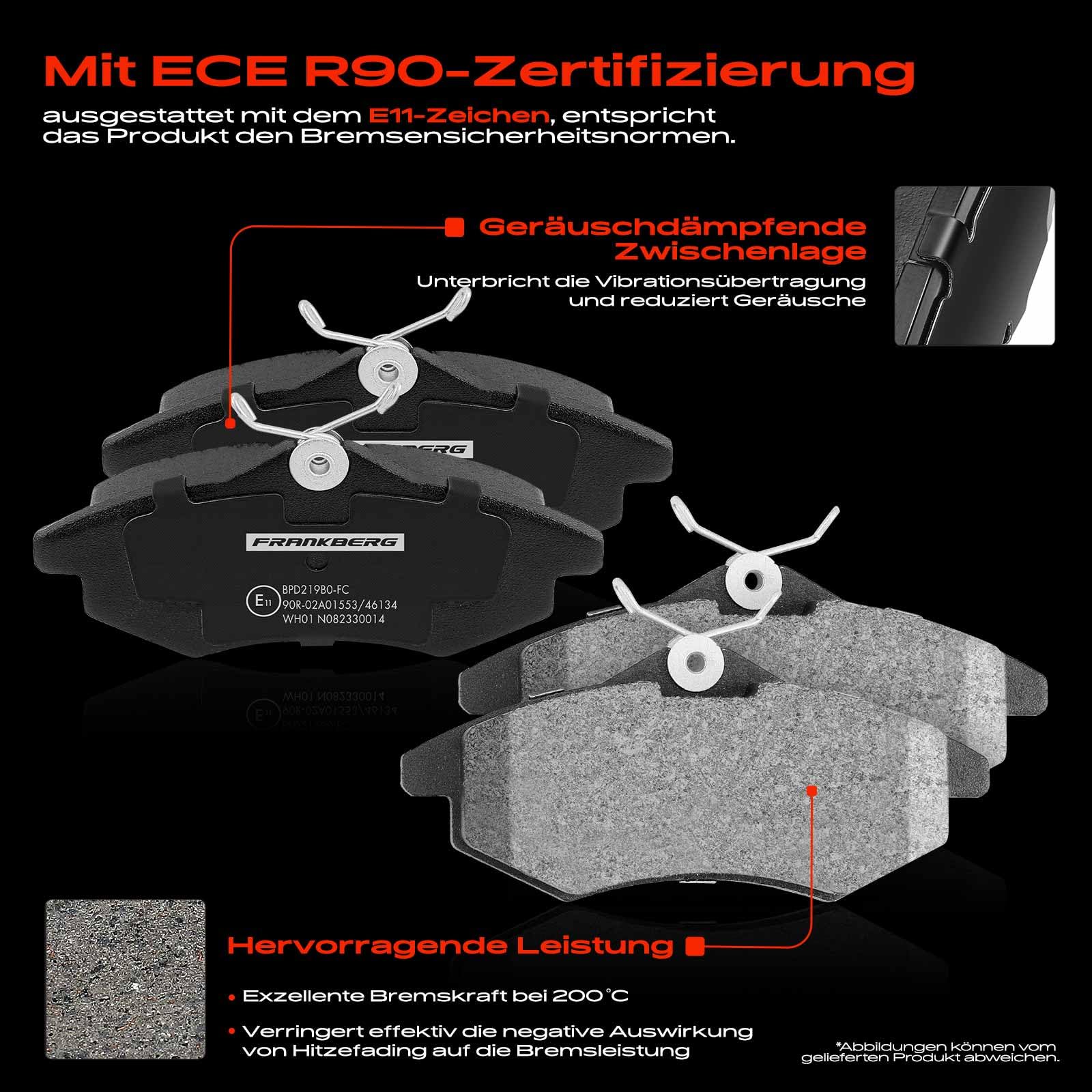 Frankberg 2x Bremsscheiben + 4x Bremsbeläge Vorne 1608691680, 4246R4 | Kompatibel mit C2 Enterprise JG, C3 I FC FN, C2 JM