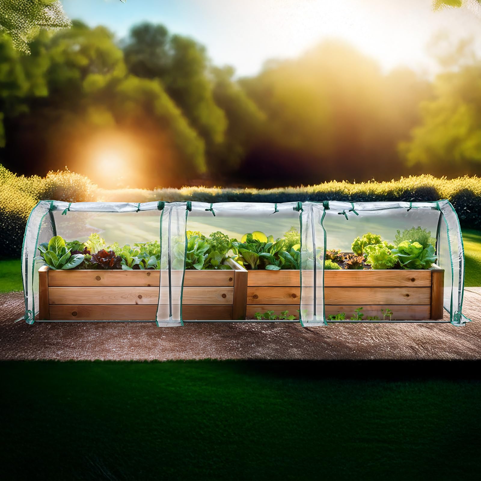 Actiasgear - Large Tunnel Greenhouse Growhouse with Metal Frame & PVC Cover | Outdoor Garden Plant Grow Tent with Zipper Door