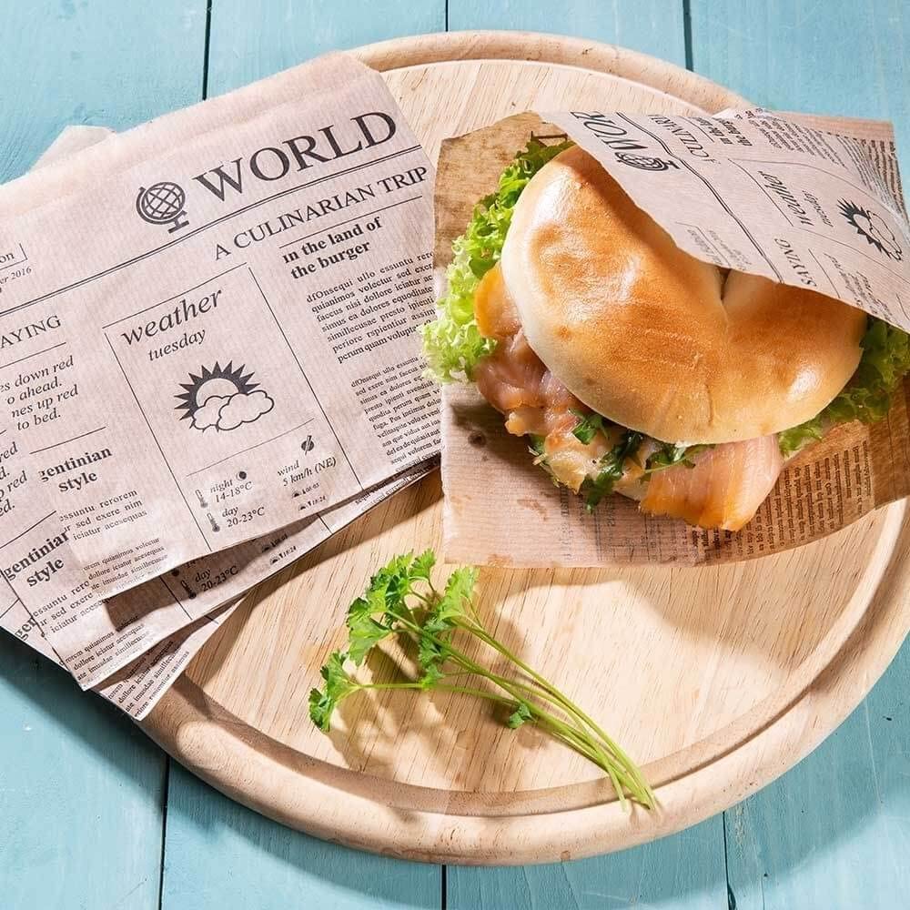 Sac BIOZOYG Papier Burger Biodégradable - Snack Kebab Compostable, Anti-adhésif Non-blanchi 16x16cm - 1000 Pièces, Marron