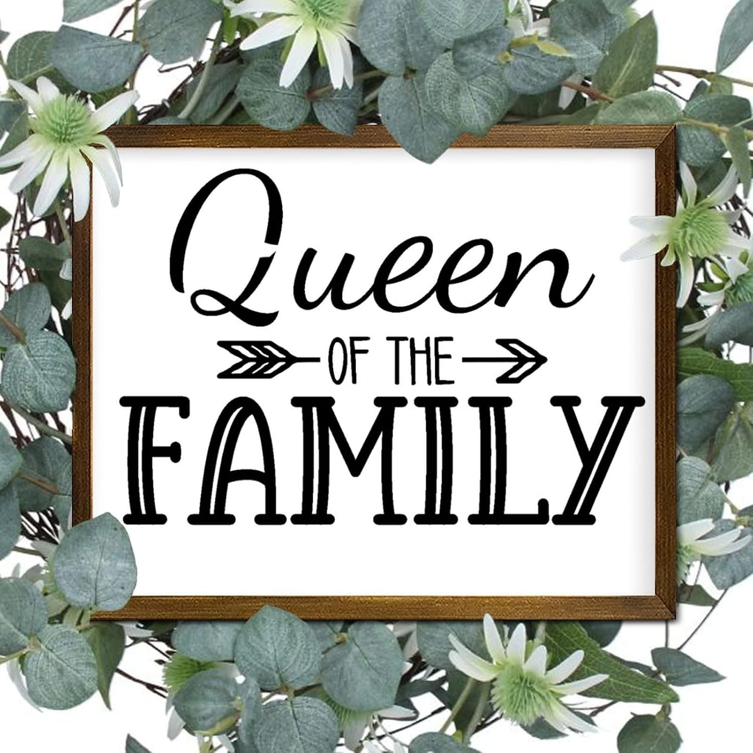 Bible Verse Christian Scripture Wood Framed Sign Queen of The Family Wood Wall Plaque Wood Framed Wall Hanging Sign Art Decor for Kitchen Bar Cafe 16x20in Funny Sign Housewarming Gift