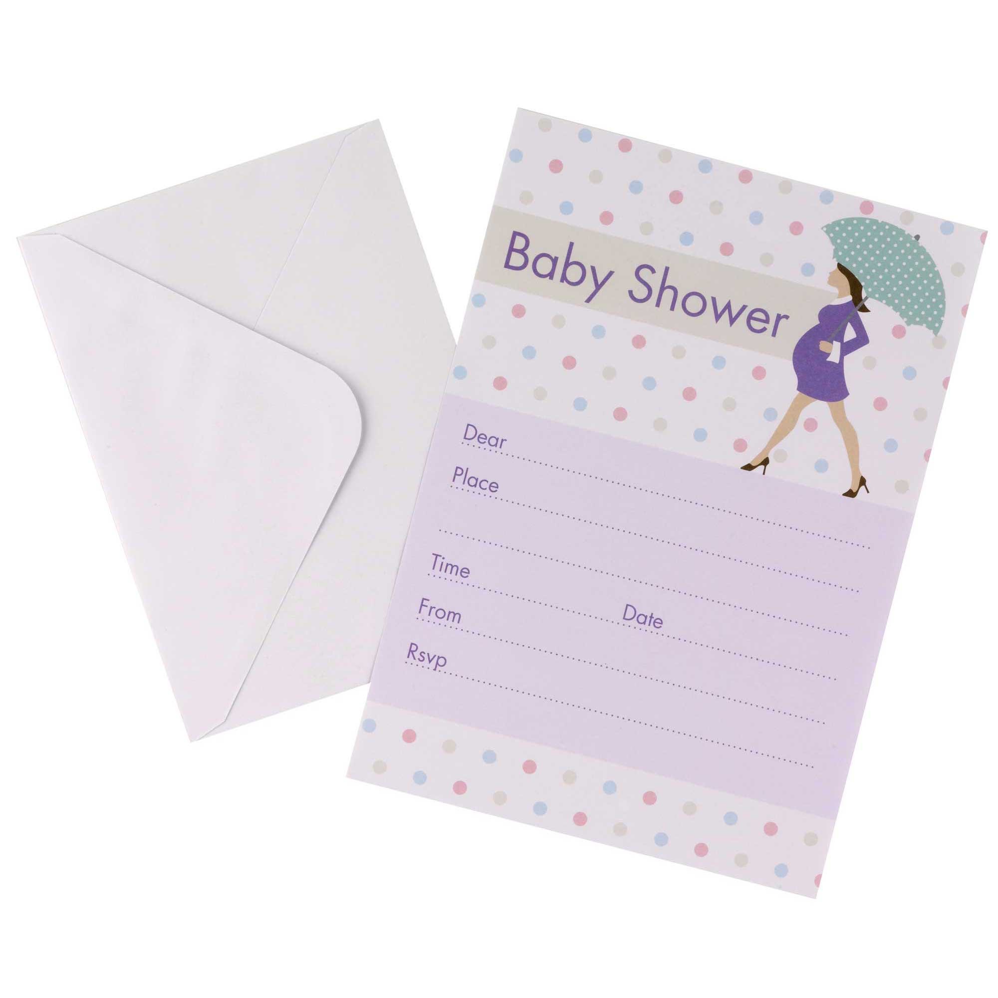 Neviti 677293 Baby Shower Invitation Showered With Love Umbrella Design Purple Pack of 10 with Envelopes Amazon Toys Games