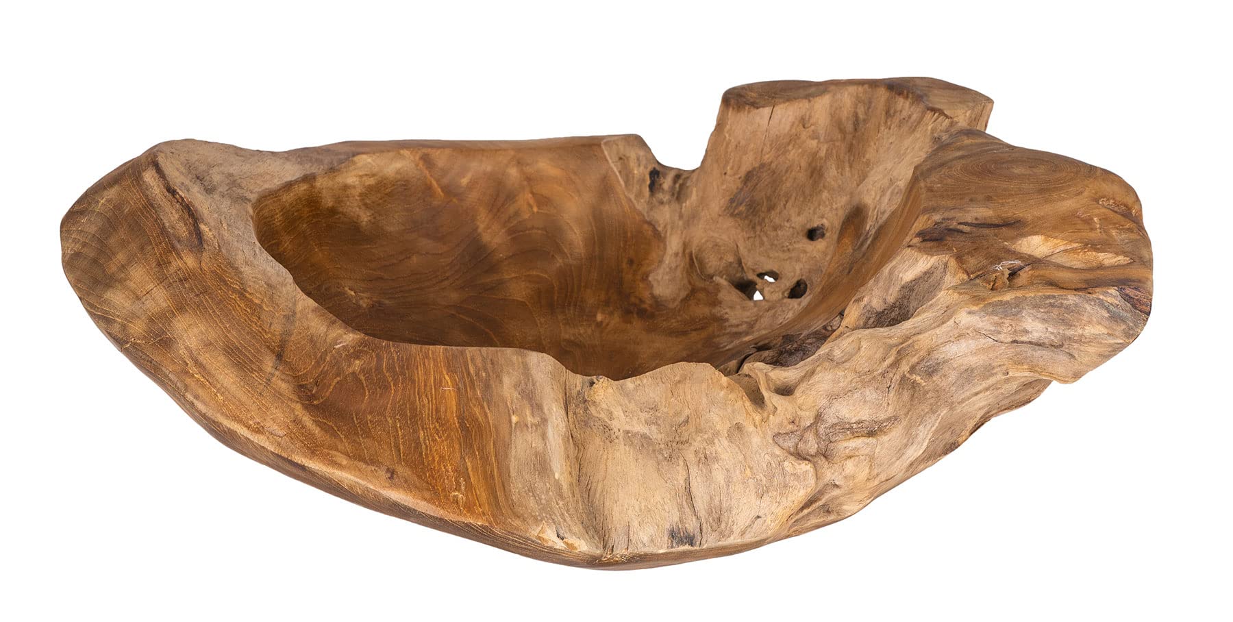 levandeo Cuenco de madera de teca maciza, 50 cm, decoración de mesa