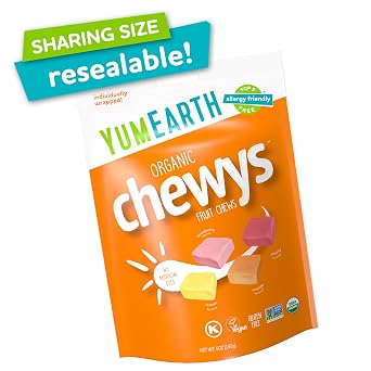 YumEarth Organic Chewys Fruit Flavored Candy Chews, 5oz Bag (Pack of 6)
