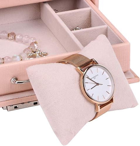 Miniatura 5 de BEWISHOME - Joyero para chicas, organizador de joyas con espejo y cerradura, estuche de exhibición de joyas