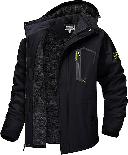 Miniatura 8 de TACVASEN Chaqueta de esquí con capucha impermeable para hombre para senderismo pesca viajes forro polar parka