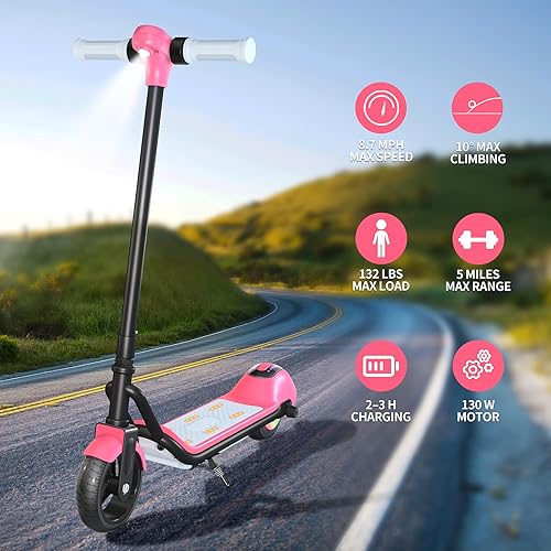 Miniatura 3 de SIMATE Scooter eléctrico para niños, scooter E con pantalla LED y Bluetooth, 3 modos de velocidad, alcance máximo de 5 millas, velocidad máxima de