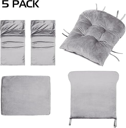 Miniatura 7 de Lucky Monet Juego de 5 cojines mecedores deslizantes (solo cojín) cojines de repuesto de terciopelo con bolsillos laterales de almacenamiento,