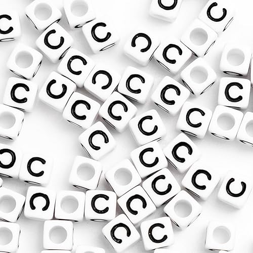 Miniatura 4 de STU-500FZM-C, 500 cuentas de letras acrílicas en forma de cubo de 1564 x 0.236 pulgadas, letras B, cuentas del alfabeto para hacer pulseras,