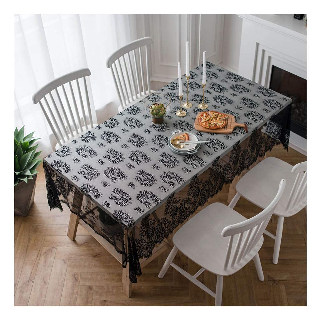 Nappe pays américain en dentelle noire pour habiller une table de café de salon