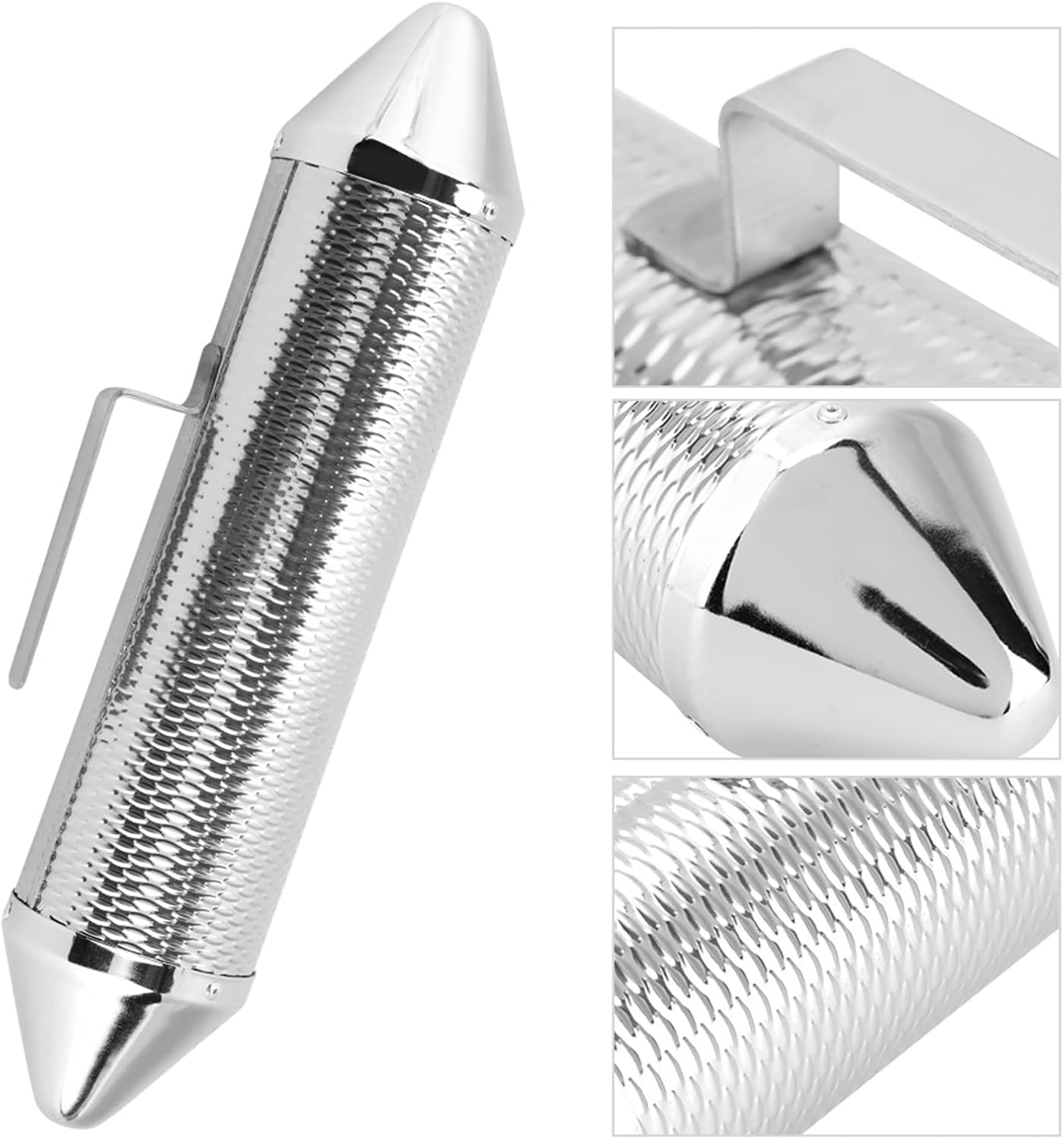 Stainless Steel Metal Guiro, Percussion Instrument for Professional or Amateur Performance with Scraper Silver 15.3 x 4.3in