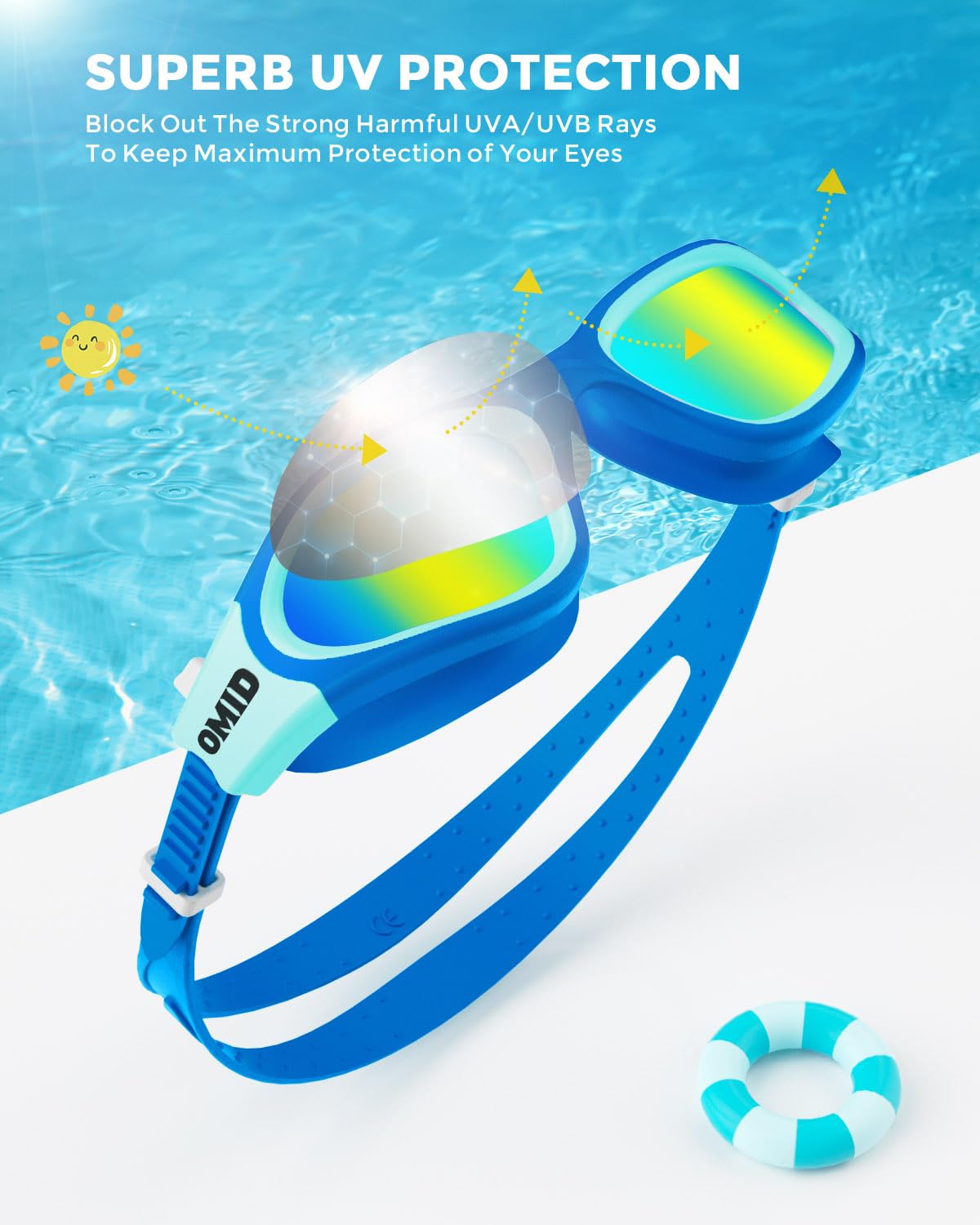 OMID enfants lunettes de natation p2mini polarisées pour les enfants de 6 à 14 ans