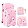 RHOTALL Pink Unicorn Travel Bag for Nintendo SwitchLiteOLED2 ,Cute Large Capacity Portable Carrying Case Compatible for Chest Shoulder Accessories Storage Backpack with 12 Slots Game Case,Thumb Cap