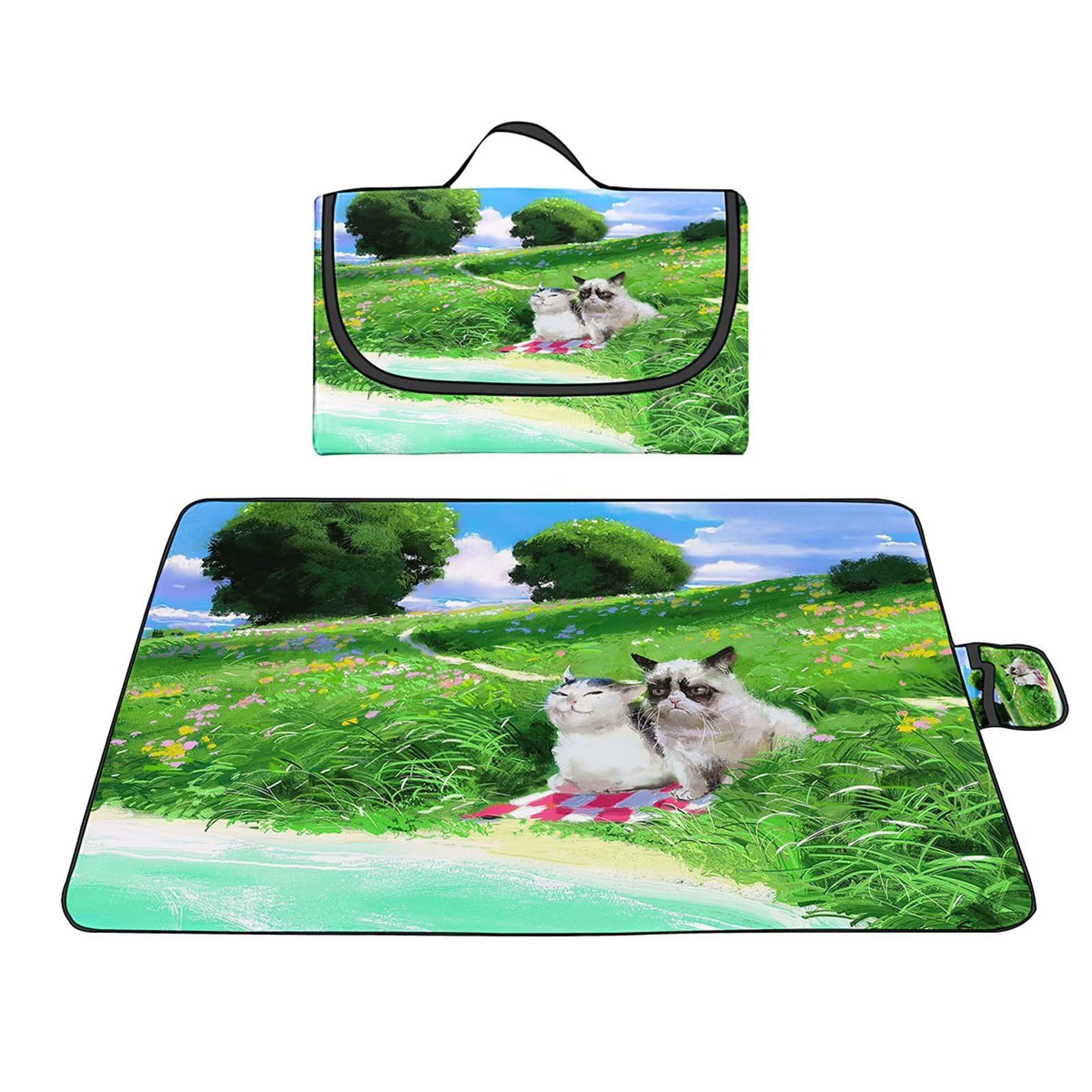 Manta de Picnic al Aire Libre, 200x300cm Alfombras de Playa, Mantas para pícnic Impermeable Prueba Arena Manta de Playa Plegable Portátil para Aire Libre Jardín Acampar Mantas Pícnic Hierba Animales