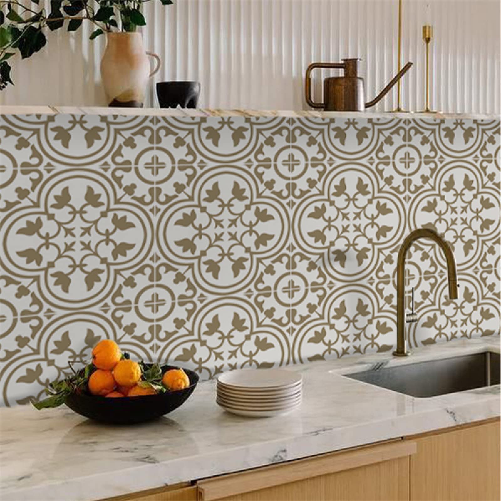 ELAYARD Fliesenaufkleber Vintage Design - 10 Stück 15x15 Cm, Abziehbar & Wasserfest