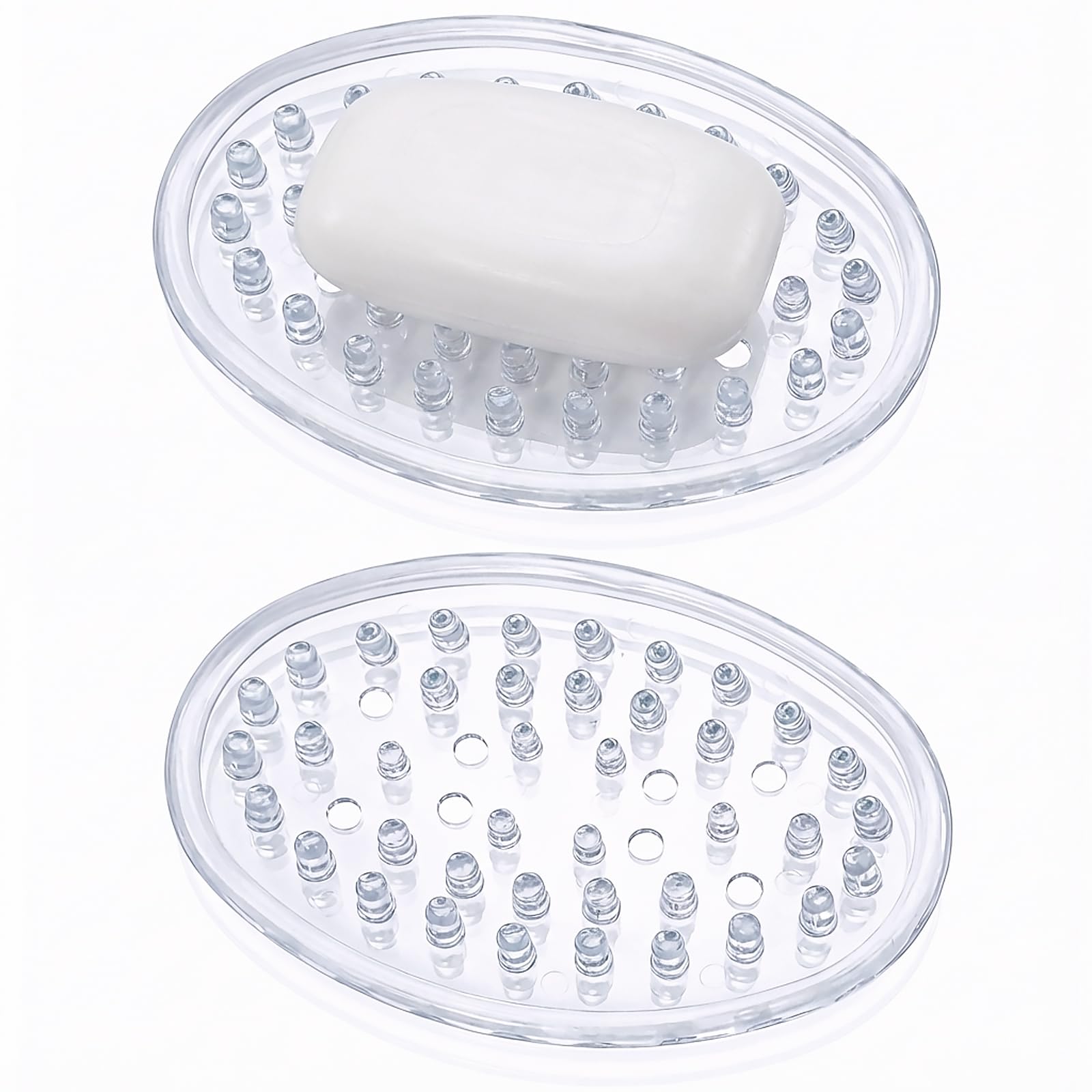 HFZRZFH 2-Pack Self-Draining Bar Soap Holder Plastic Soap Saver Tray with Raised Ridges for Bathroom Shower Countertop and