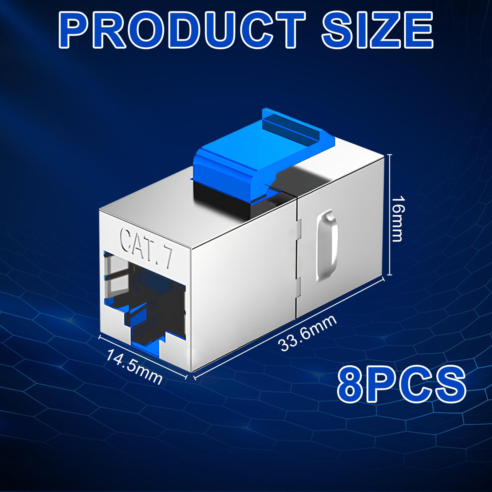 8 szt. Złącze RJ45 żeńskie-żeńskie 10 Gb/s Wysoka prędkość | Złącze kabla Ethernet RJ45, ekranowane złącze Ethernet, kompatybilne z siecią Cat7/Cat6/Cat6a/Cat5e